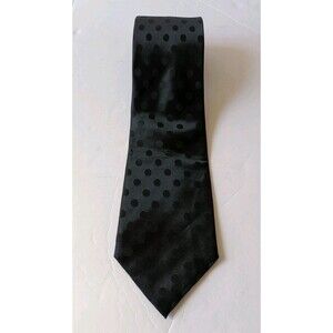 Geoffrey Beene Extra Long Black Polka Dot 100% Silk Men's Neck Tie 56 Inches